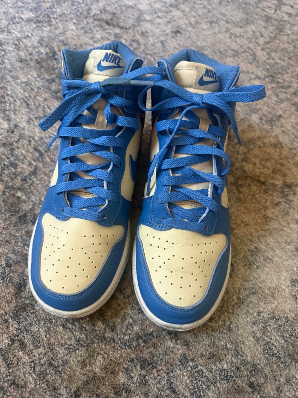 Nike Kids High-Top Sneakers in Blue and Cream Leather